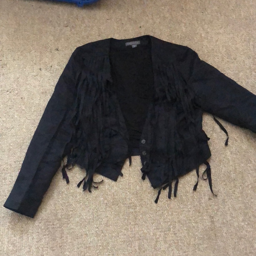 Dark blue blazer with fringe